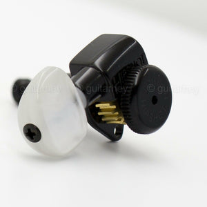 NEW Hipshot 6 inline Non-Staggered Locking LEFT-HANDED PEARLOID Buttons - BLACK