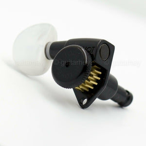 NEW Hipshot 6 inline Non-Staggered Locking LEFT-HANDED PEARLOID Buttons - BLACK