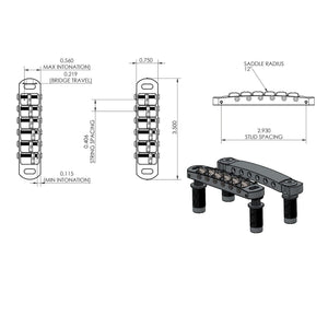 NEW Hipshot 6 String Tone-A-Matic Guitar Bridge and Tailpiece Notched - CHROME