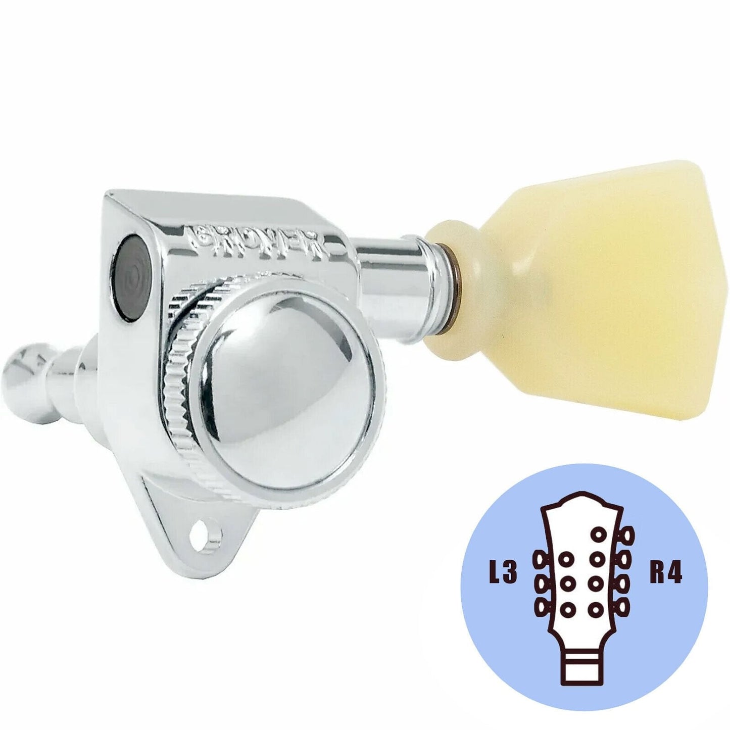 NEW Grover 502 LOCKING 7-String Tuners L3+R4 Modern Gibson Les Paul 3x4 - CHROME