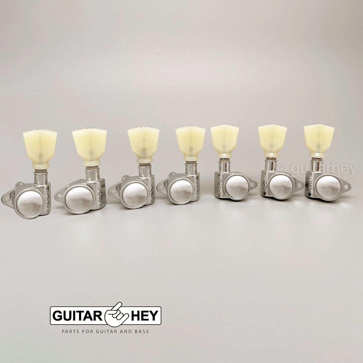 NEW Grover 502 LOCKING 7-String Tuners L3+R4 Modern Gibson Les Paul 3x4 - NICKEL