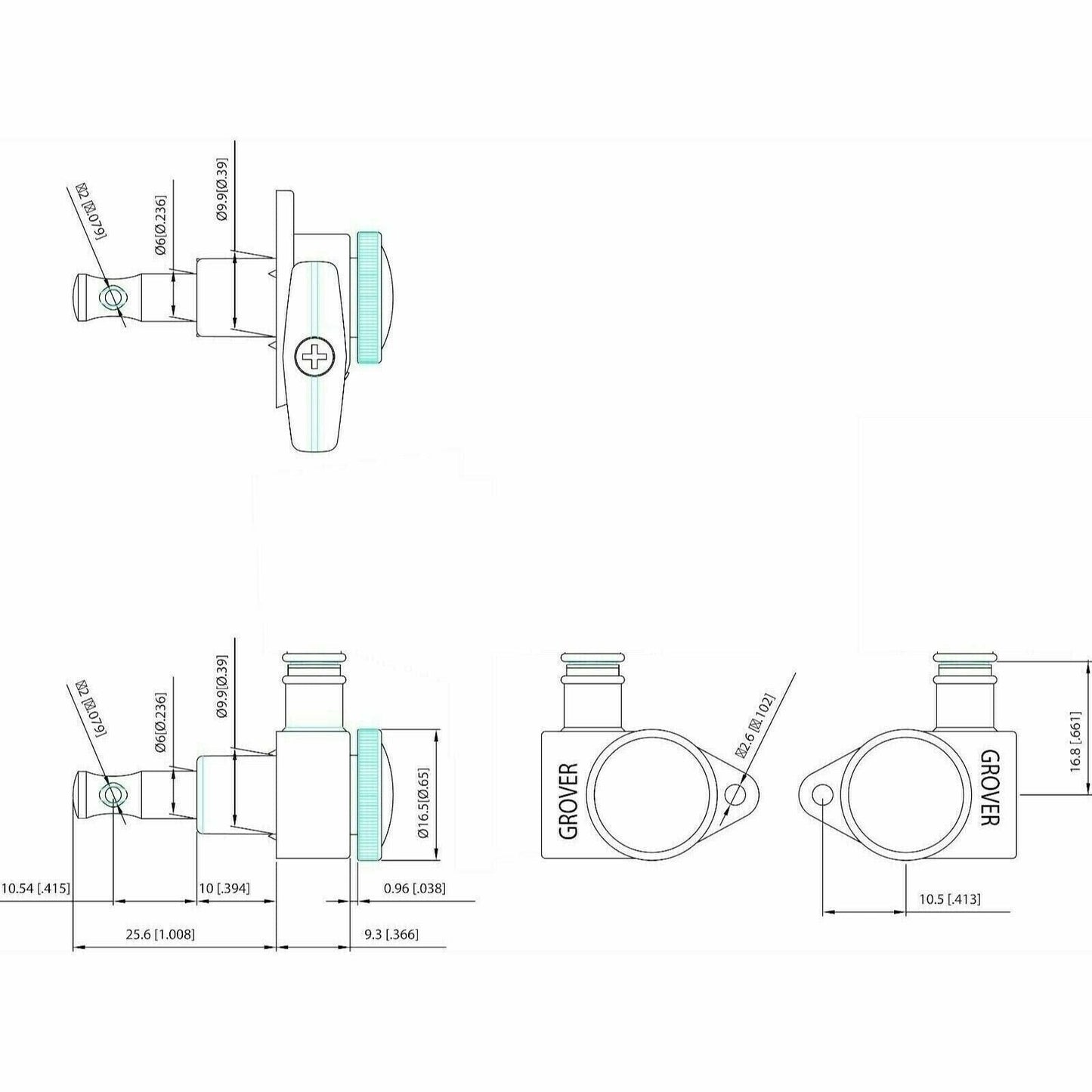 NEW Grover 502 LOCKING 7-String Tuners L3+R4 Modern Gibson Les Paul 3x4 - NICKEL