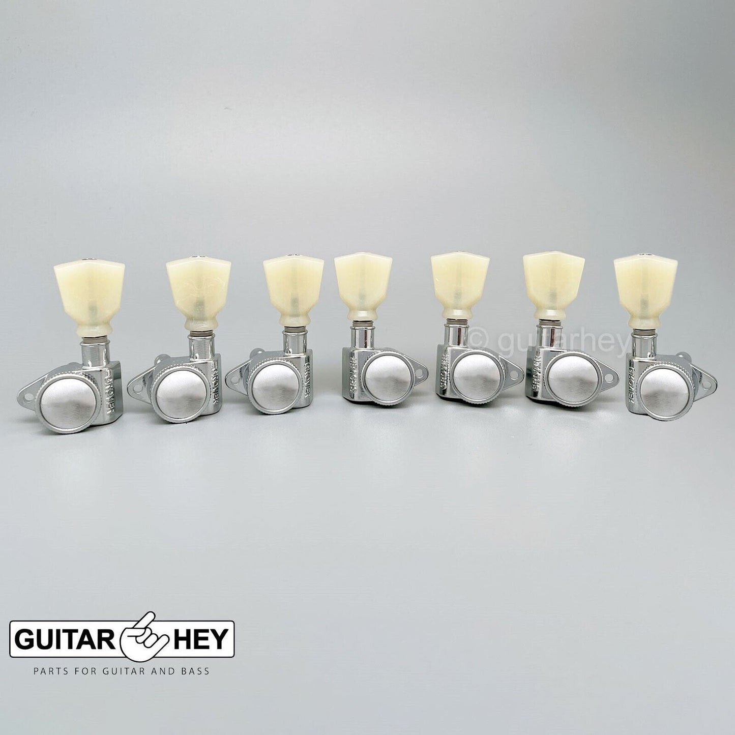 NEW Grover 502 LOCKING 7-String Tuners L4+R3 Keystone Buttons 4x3 - CHROME