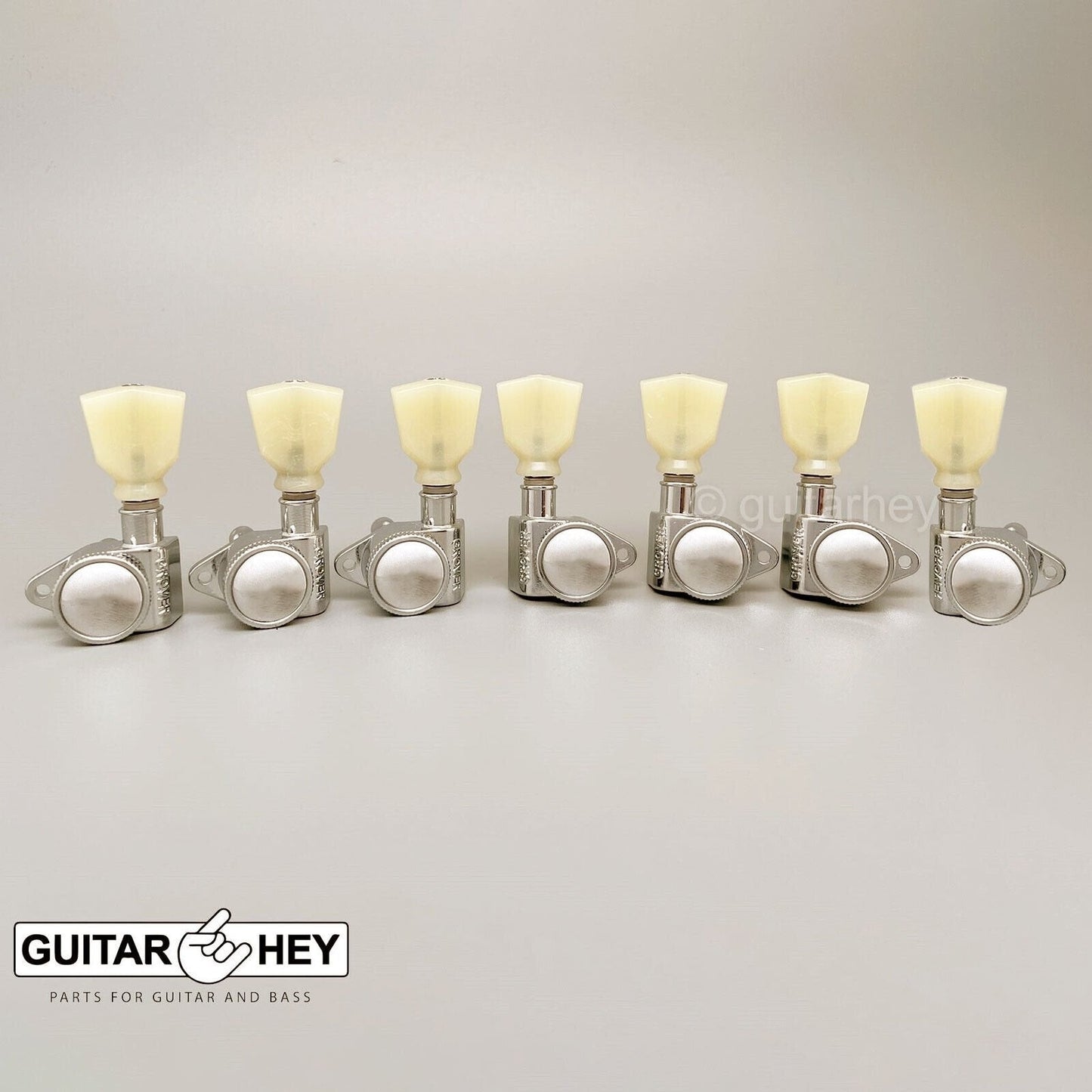 NEW Grover 502 LOCKING 7-String Tuners L4+R3 Keystone Buttons 4x3 - NICKEL