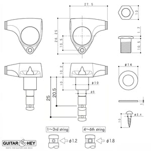 NEW Gotoh SGV510Z-P8 HAPM L3+R3 Locking Tuners Adjust. Post Height 3x3 - CHROME