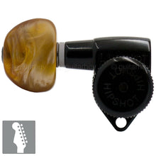 Load image into Gallery viewer, NEW Hipshot 6 inline STAGGERED Locking Set LEFT-HANDED w/ AMBER Buttons - BLACK