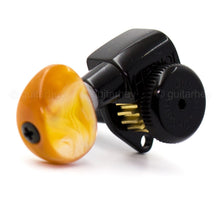 Load image into Gallery viewer, NEW Hipshot 6 inline STAGGERED Locking Set LEFT-HANDED w/ AMBER Buttons - BLACK