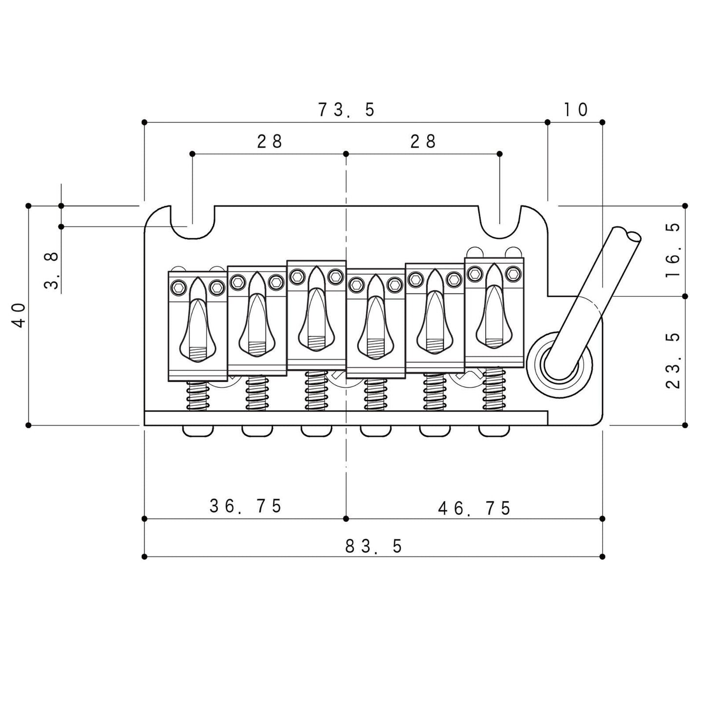 NEW Gotoh 510TS-BS1 Non-locking 2 Point Tremolo Bridge 37mm STEEL Block - CHROME