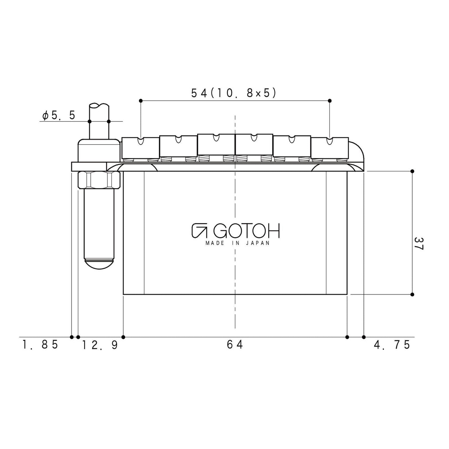 NEW Gotoh 510TS-FE1 Non-locking 2 Point Tremolo Bridge 37mm Steel Block - CHROME