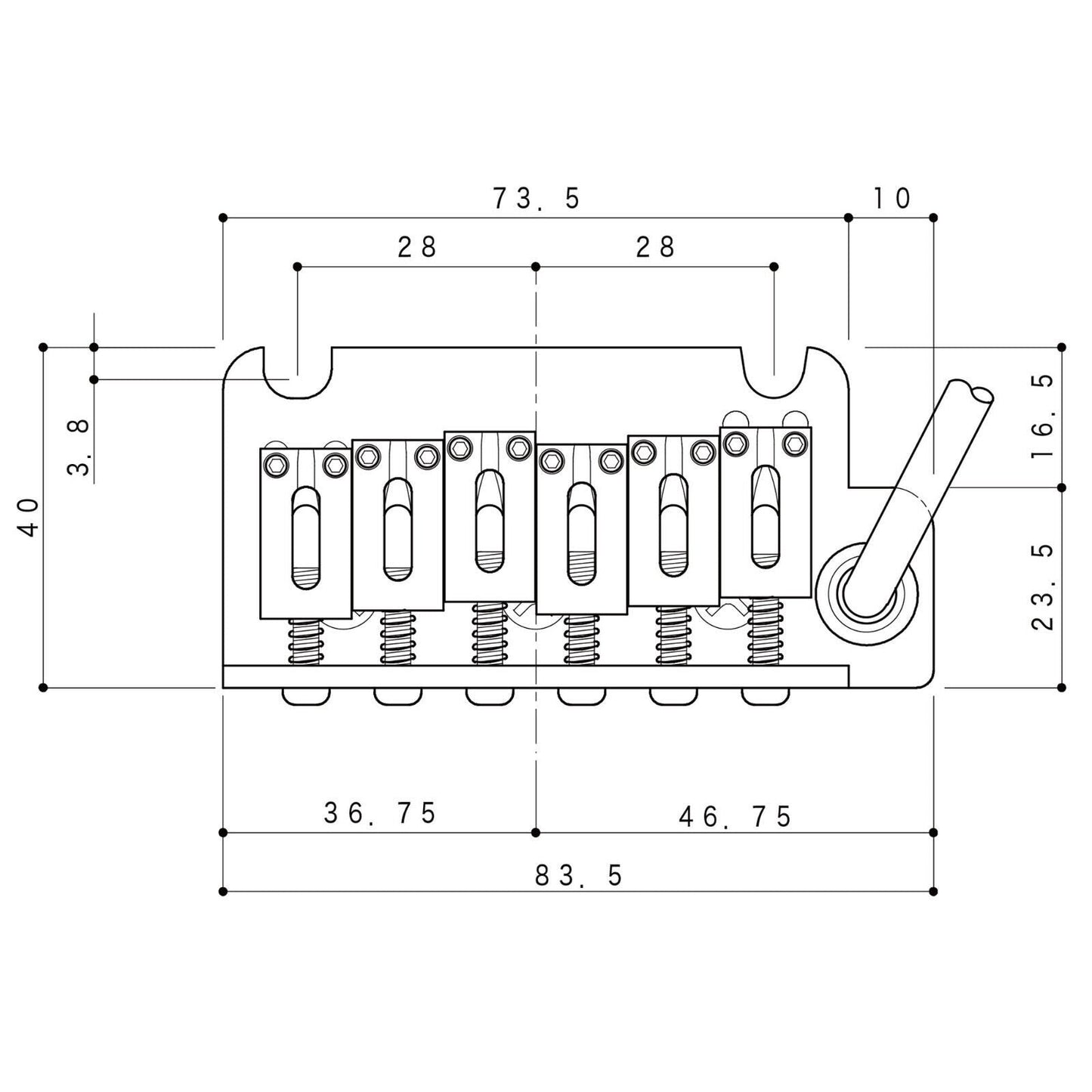 NEW Gotoh 510TS-FE1 Non-locking 2 Point Tremolo Bridge 37mm Steel Block - CHROME