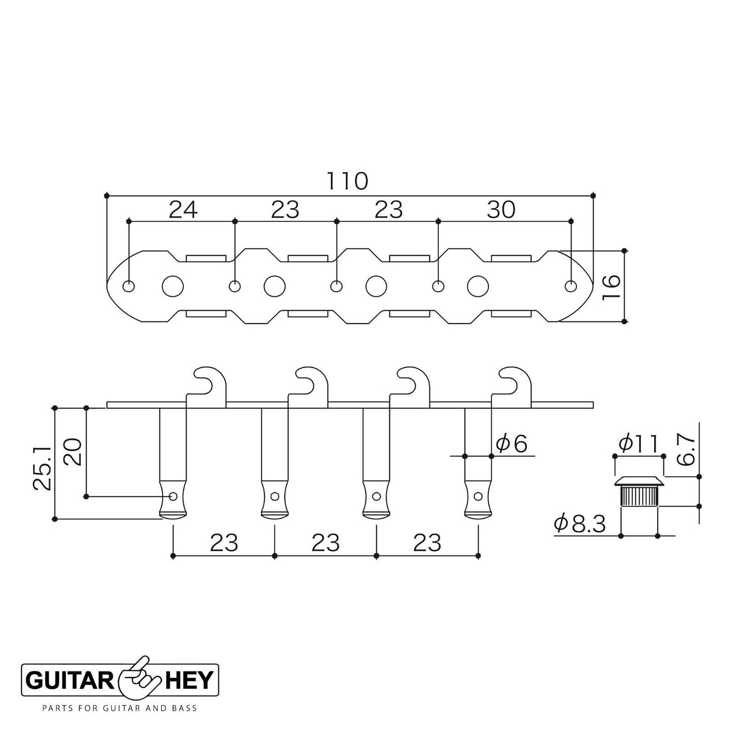 NEW Gotoh M-120 "A" Style Tuning Keys For Mandolin Tuning Pegs - NICKEL