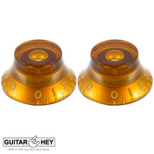 Load image into Gallery viewer, (2) EMBOSSED Vintage Style Top Hat Bell Knobs fit Gibson® USA &amp; CTS, AMBER
