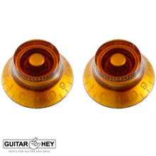 Load image into Gallery viewer, (2) EMBOSSED Vintage Style Top Hat Bell Knobs fit Gibson® USA &amp; CTS, AMBER