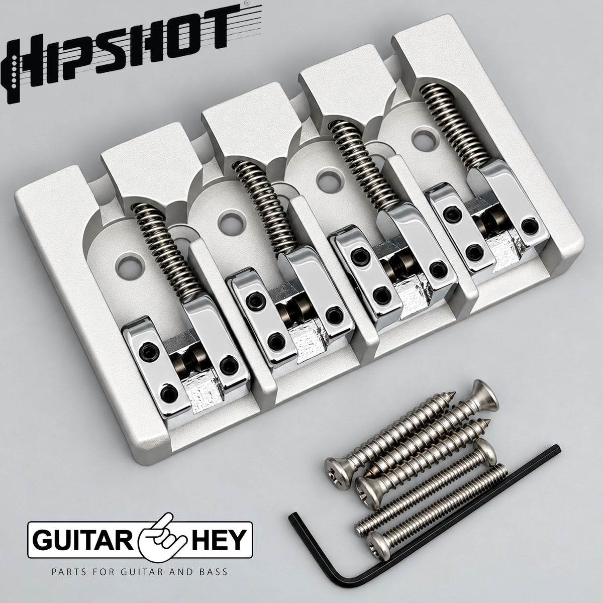 NEW Hipshot 5A4FM2AS 4 string A Style Fender Mount Aluminum Bass Bridge - SATIN