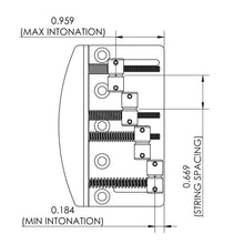 Load image into Gallery viewer, Hipshot 4-String Vintage Bass Bridge .669&quot; String Spacing Quick Load - STAINLESS