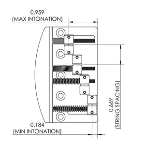 Hipshot 4-String Vintage Bass Bridge .669" String Spacing Quick Load - STAINLESS
