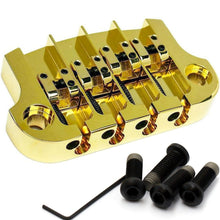 Load image into Gallery viewer, NEW Hipshot SuperTone 3-Point Replacement Bridge for 4-String Gibson Bass - GOLD