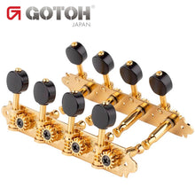 Load image into Gallery viewer, NEW Gotoh MA40 &quot;A Style&quot; Tuning Keys Mandolin Pegs Black Plastic Buttons - GOLD