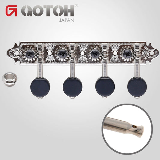 NEW Gotoh MA40 "A Style" Tuning Keys Mandolin Pegs Black Plastic Buttons, NICKEL