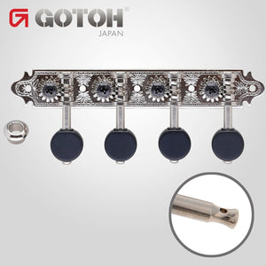 NEW Gotoh MA40 "A Style" Tuning Keys Mandolin Pegs Black Plastic Buttons, NICKEL