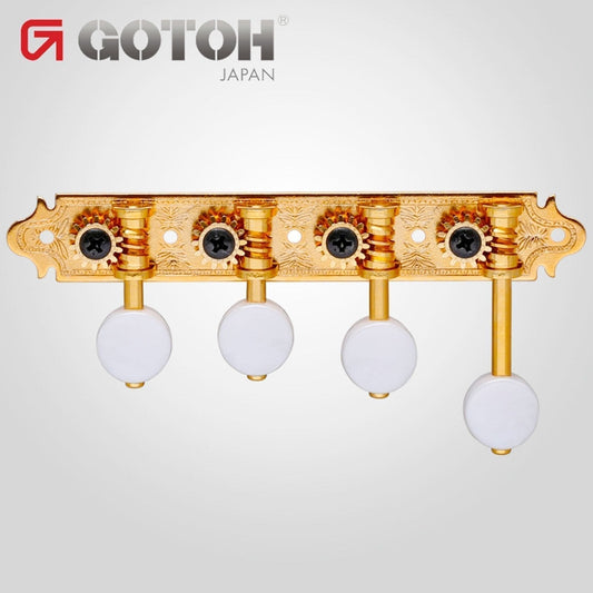 NEW Gotoh MF40 "F Style" Tuning Keys Mandolin Pegs White Plastic Buttons - GOLD