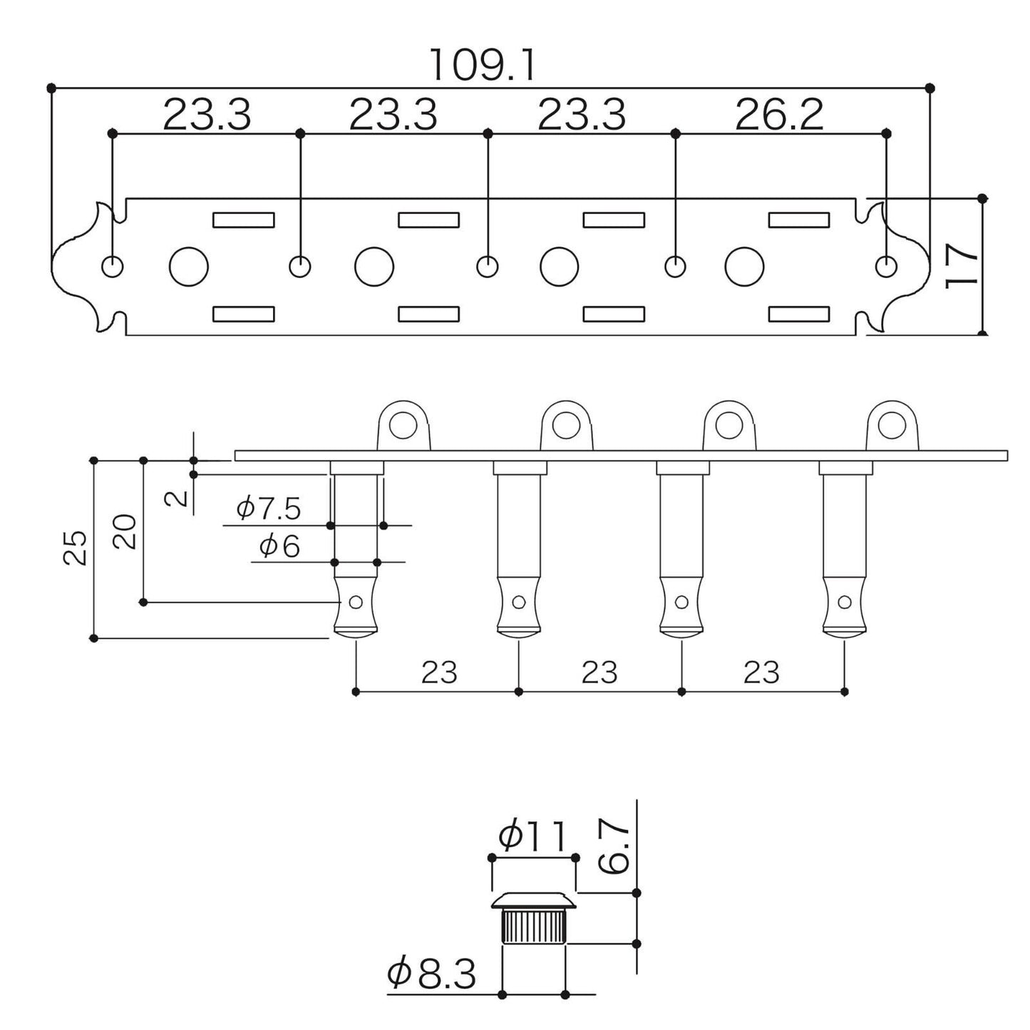 NEW Gotoh MF40 "F Style" Tuning Keys Mandolin Pegs White Plastic Buttons - GOLD
