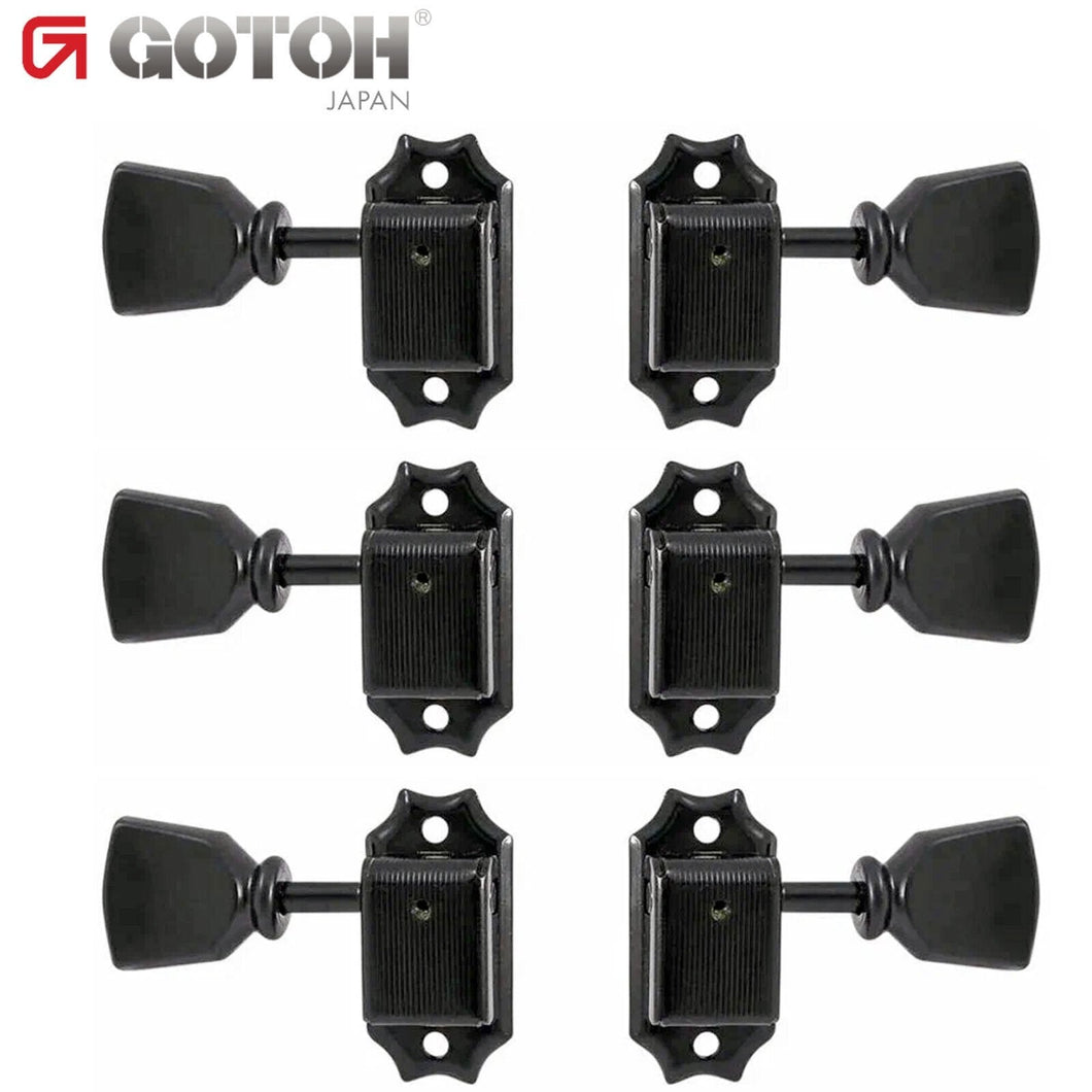 NEW Gotoh SD90-SLB Tuners Tuning Vintage Set L3+R3 Keystone Buttons 3x3 - BLACK