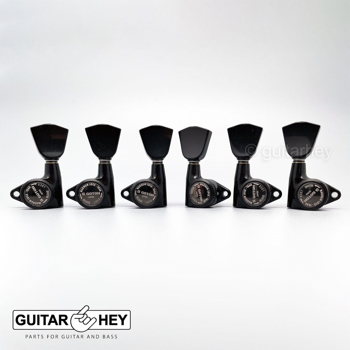 NEW Gotoh SG301-P4B MGTB L3+R3 Set Locking Tuners PLASTIC Buttons 3x3 - BLACK