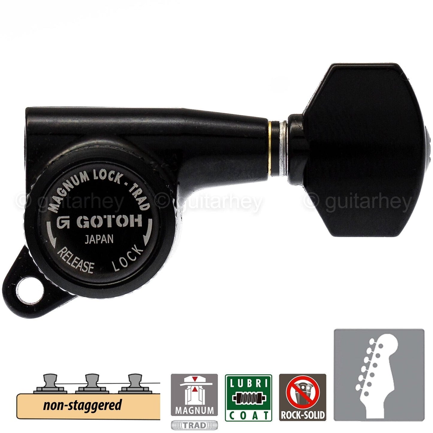 NEW Gotoh SG381-07 MGTB 6 In-Line Non-Staggered Locking Tuners - BLACK