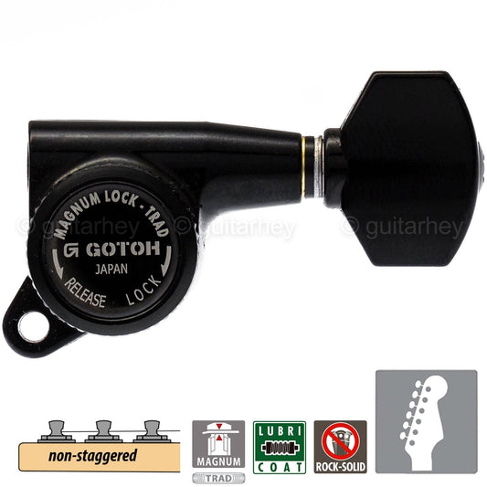 NEW Gotoh SG381-07 MGTB 6 In-Line Non-Staggered Locking Tuners - BLACK
