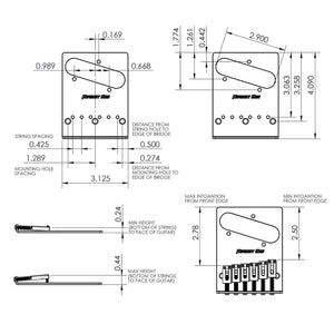 NEW Hipshot Telecaster® Retrofit Bridge 3 Mount Hole Stainless Steel - BLACK