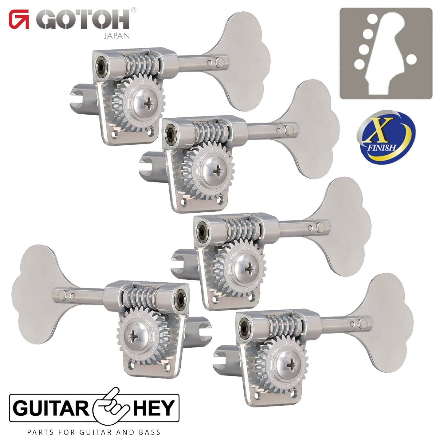 NEW Gotoh GB528 Res-O-Lite Vintage Bass L4+R1 Lightweight 4x1 - ANTIQUE X-CHROME