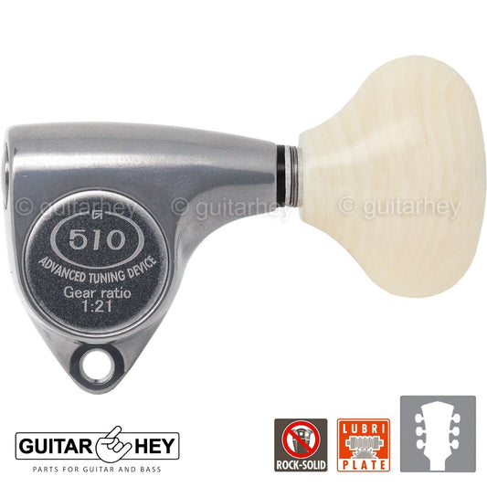 NEW Gotoh SGV510Z-VL5 Tuners L3+R3 Keys 1:21 Ratio 3x3 - ANTIQUE X-FINISH CHROME