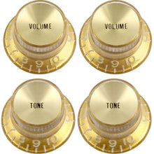 Load image into Gallery viewer, NEW Set of 4 METRIC Bell Top Hat Knobs Gibson® Style Tone Volume - Import - GOLD