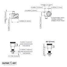 Carregar imagem no visualizador da galeria, NEW Hipshot Non-Stag Tuners Fender® Directrofit™ LOCKING Amber Buttons - SATIN