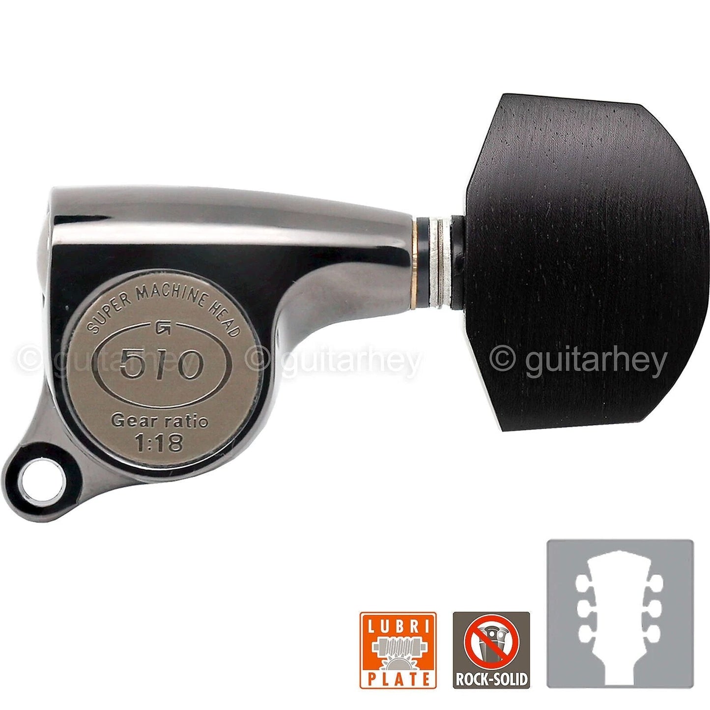 NEW Gotoh SGS510Z-EN01 L3+R3 Set Tuners EBONY Buttons 1:18 Ratio 3x3 COSMO BLACK