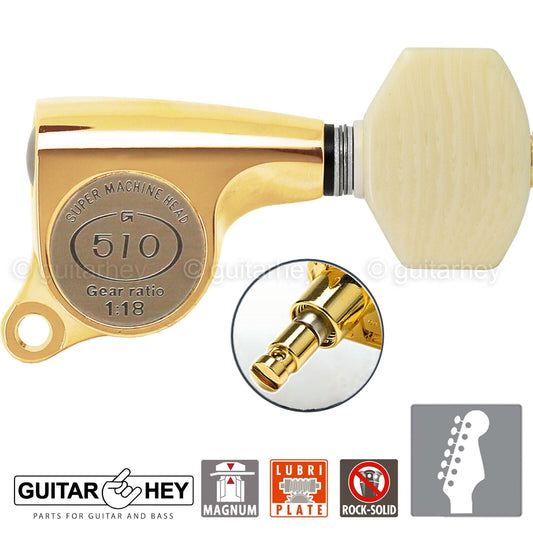 NEW Gotoh SGS510Z-M07 MG MAGNUM Locking DSL 6 IN LINE Set 1:18 Right Handed GOLD