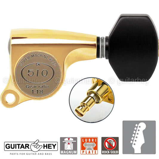 NEW Gotoh SGS510Z-B07 MG MAGNUM Locking DSL 6 IN LINE Set 1:18 Right Handed GOLD
