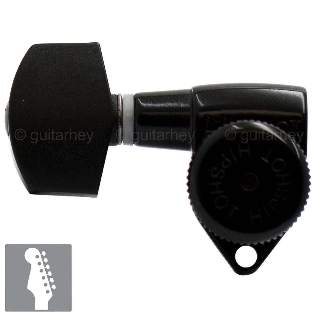 NEW Hipshot 6 inline LEFT-HANDED Non-Staggered Locking PLASTIC Buttons - BLACK