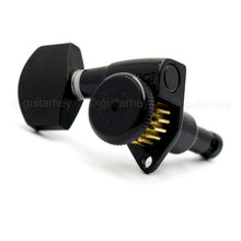 Load image into Gallery viewer, NEW Hipshot 6 inline LEFT-HANDED Non-Staggered Locking PLASTIC Buttons - BLACK