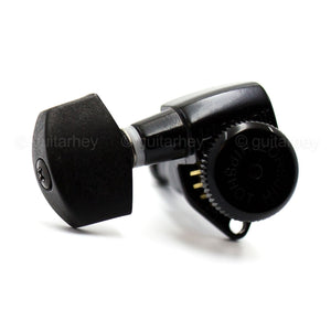 NEW Hipshot 6 inline LEFT-HANDED Non-Staggered Locking PLASTIC Buttons - BLACK