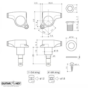 NEW Gotoh SGS510Z-P8 MG MAGNUM Locking DSL 6 IN LINE Set 1:18 Right Handed GOLD