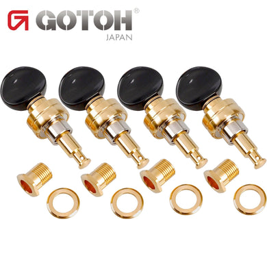 NEW Gotoh UPTL-UBB Sealed Planetary Ukulele LONG Tuning Keys Black Buttons, GOLD