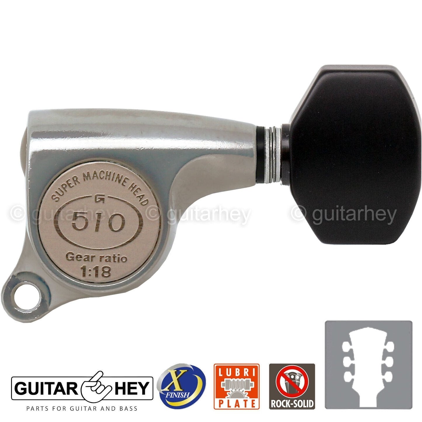 NEW Gotoh SGS510Z-B07 L3+R3 Set Mini Tuners 1:18 Ratio 3x3 - ANTIQUE X-NICKEL