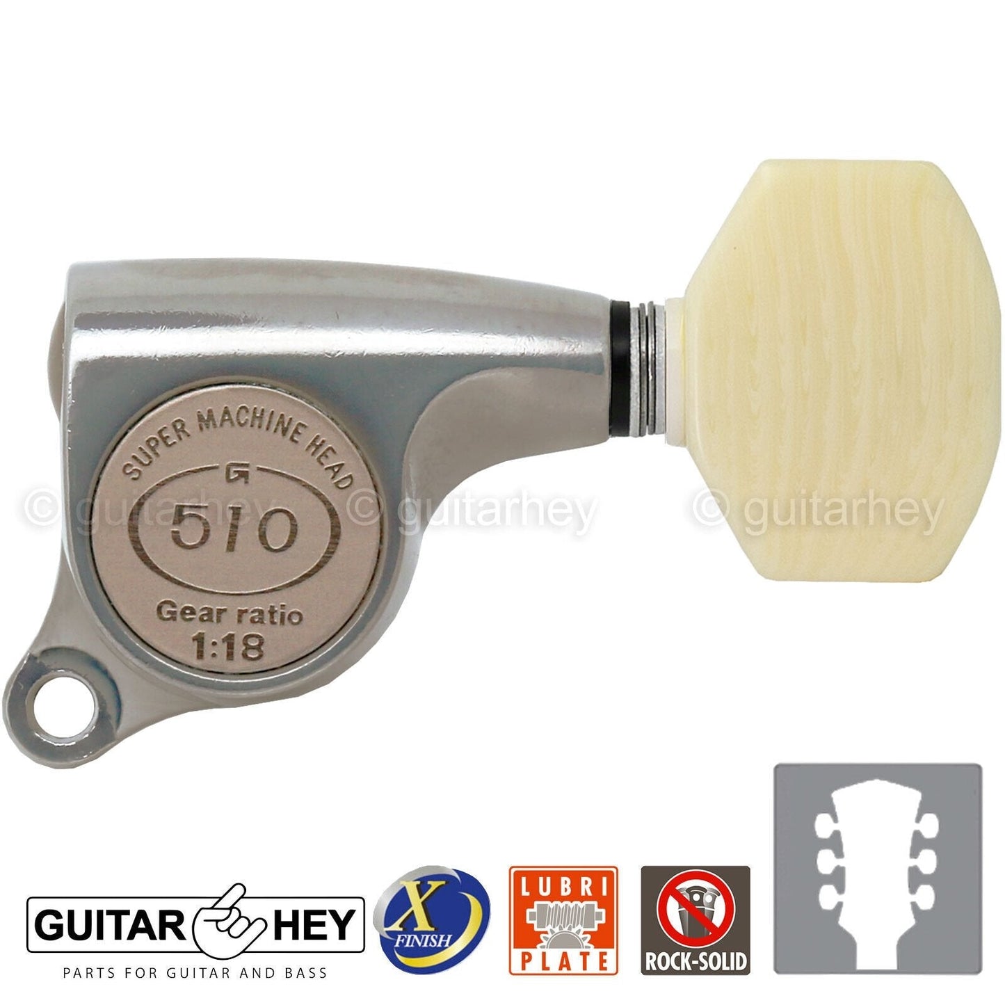 NEW Gotoh SGS510Z-M07 L3+R3 Set Mini Tuners 1:18 Ratio 3x3 - ANTIQUE X-NICKEL