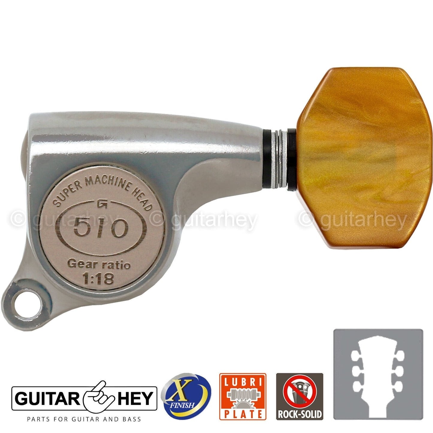 NEW Gotoh SGS510Z-P8 L3+R3 Set Mini Tuners 1:18 Ratio 3x3 - ANTIQUE X-NICKEL