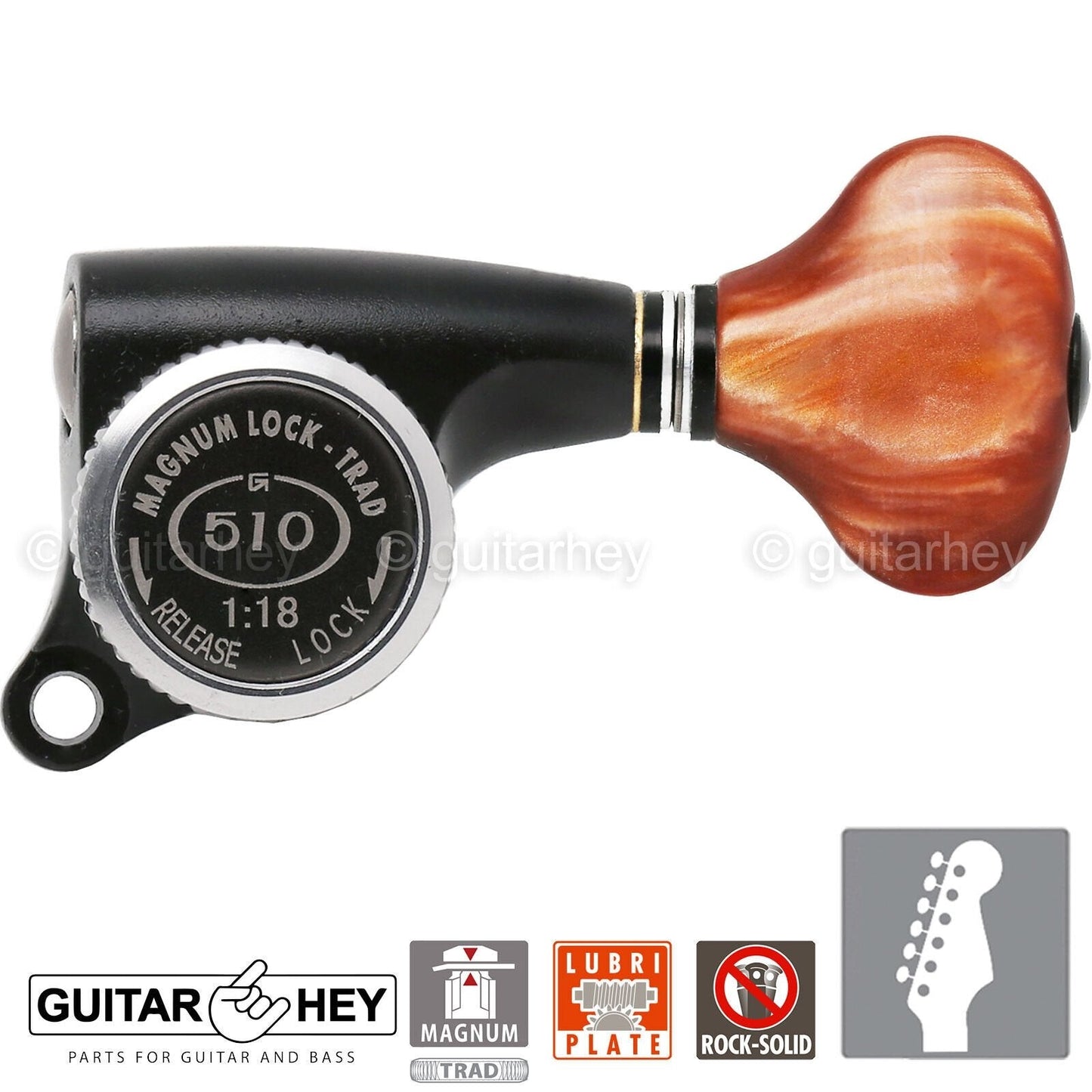 NEW Gotoh SGS510Z-CS5 MGT 6 in line Locking Tuners Set w/ 18:1 Ratio BLACK SATIN