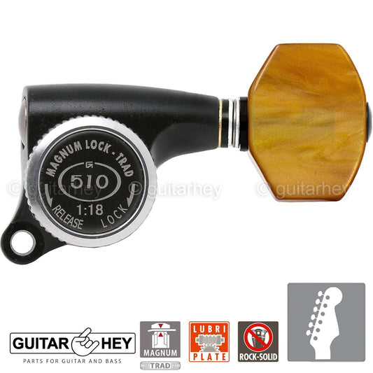 NEW Gotoh SGS510Z-P8 MGT 6 in line Locking Tuners Set w/ 18:1 Ratio BLACK SATIN