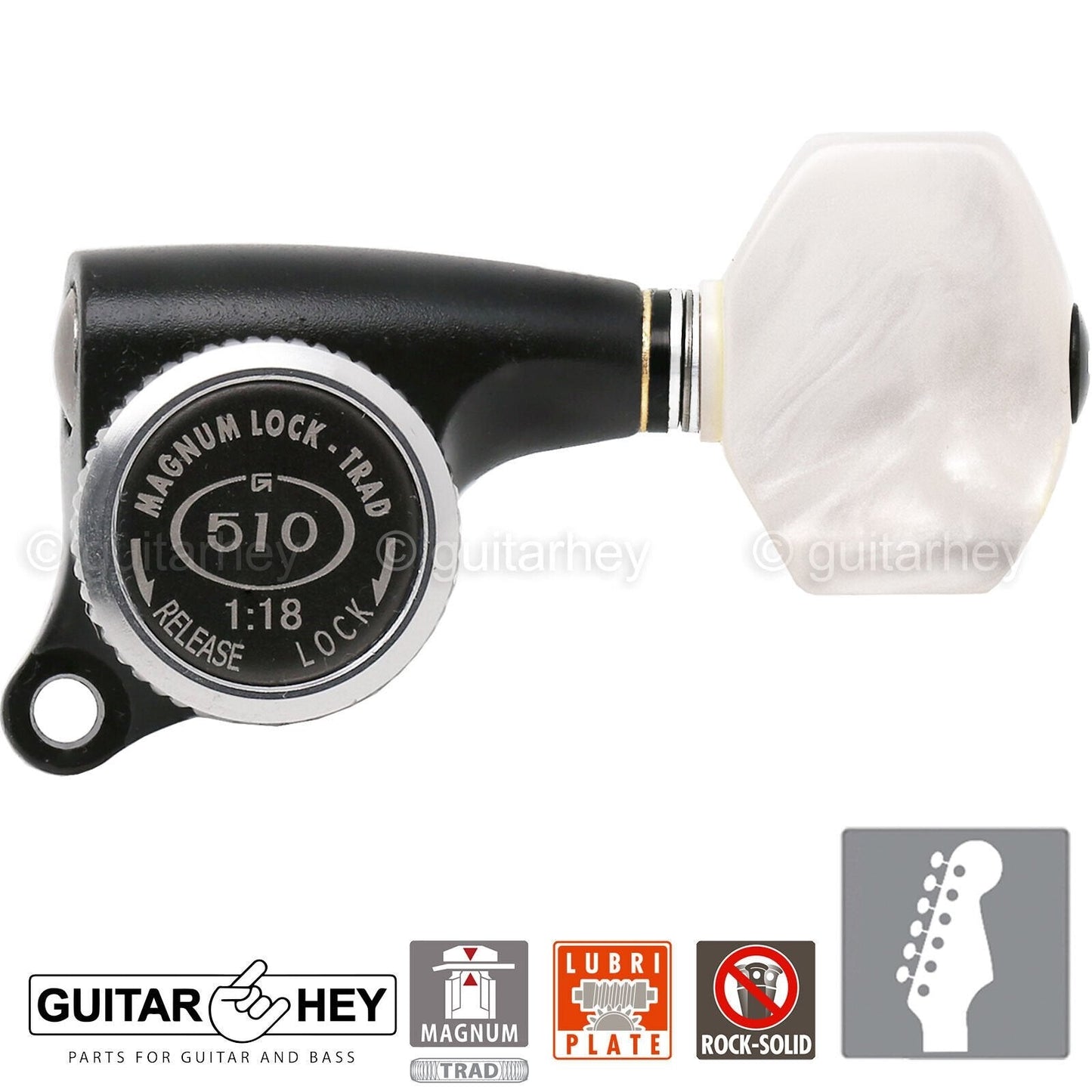 NEW Gotoh SGS510Z-P7 MGT 6 in line Locking Tuners Set w/ 18:1 Ratio BLACK SATIN