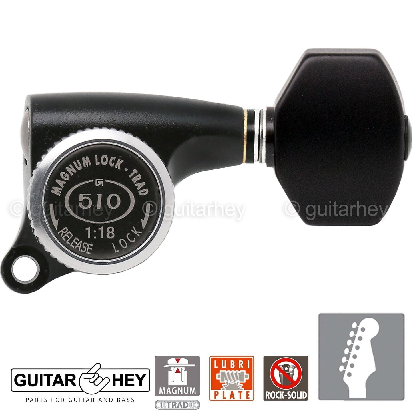 NEW Gotoh SGS510Z-B07 MGT 6 in line Locking Tuners Set w/ 18:1 Ratio BLACK SATIN